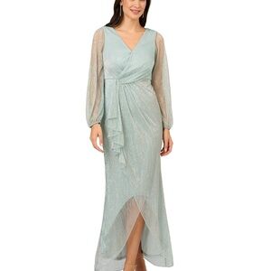 Elegant Light Blue Green Evening Gown